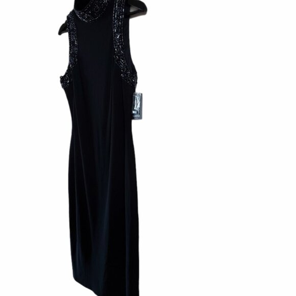 Marina sleeveless high neck beaded sheath dress - Picture 3 of 7